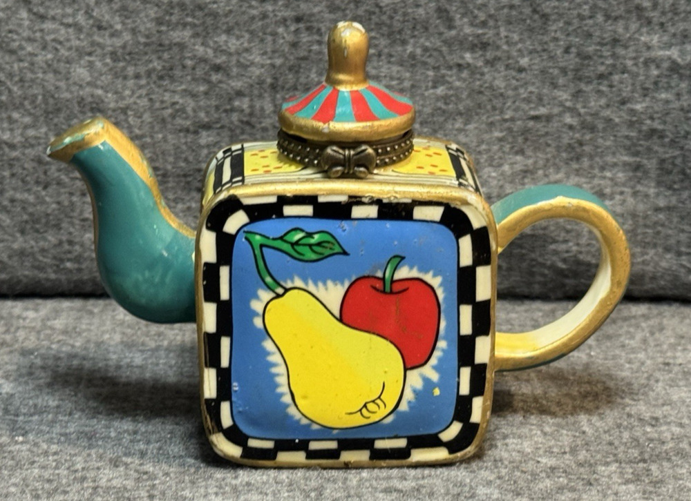 Greenbrier Teapot Floral Hinged Trinket Box